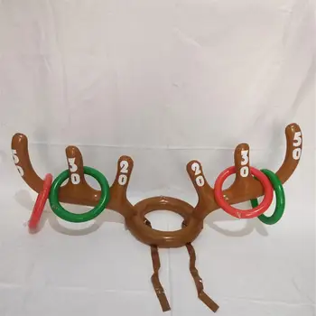 1 комплект Рождественской игры, надувная игрушка, игра с кольцами, Рождественские надувные игрушки на открытом воздухе, надувная шляпа с оленьими рогами, забавная креативная