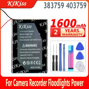 100% Новый аккумулятор KiKiss емкостью 1600 мАч 383759 403759 для камеры, рекордера, прожекторов, блока питания, батарей дистанционного управления.
