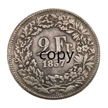 1857 Швейцария 2 франка Посеребренные монеты Lucky Magic Предметы коллекционирования Монеты КОПИИ медалей Монеты Рождественские подарки