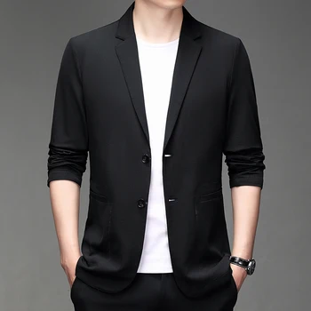2023 Летний Легкий однотонный мужской солнцезащитный костюм M-4XL, деловой повседневный однобортный пиджак, приталенный модный пиджак