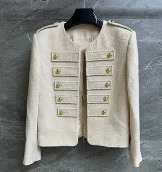 2023 новая модная шерстяная куртка королевского бренда с пуговицами, двубортная дизайнерская верхняя одежда для женщин
