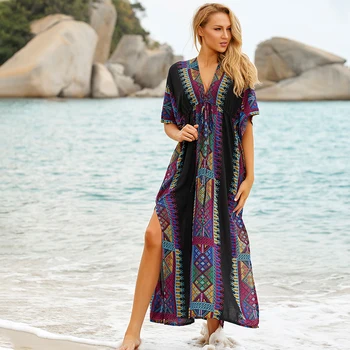 2023 Сексуальное свободное Летнее пляжное платье с открытыми плечами, V-образным вырезом, рукавом 