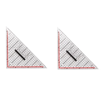 2шт Треугольная линейка для рисования длиной 30 см, многофункциональная линейка для рисования с ручкой, транспортир, измерительная линейка, канцелярские принадлежности