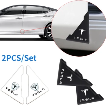 2ШТ Угол Двери Автомобиля Защитные Наклейки От Царапин для Значка Tesla Model S, Model X, Model 3 Roadster Cybertruck Decoration