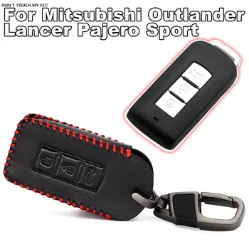 3 Кнопки Кожаный Брелок Чехол Для Mitsubishi Outlander Lancer EX ASX Pajero Sport Colt Grandis с Брелоком для ключей
