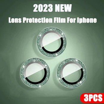 3ШТ Роскошная Блестящая Пленка для Объектива HD для iPhone 15 14 13 12 11 Pro Max 14 Plus HD Glass Camera Lens Защитная Закаленная Пленка