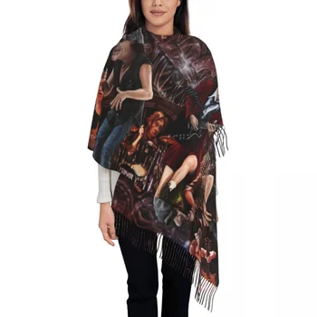 AC DC, Шарф Малкольма Янга, женская длинная зимняя теплая шаль с кисточками, шарфы Австралийской рок-группы Унисекс.