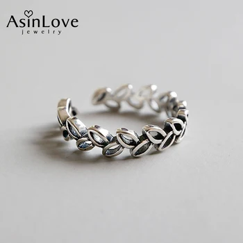 AsinLove, Уникальное кольцо с винтажными листьями, настоящее серебро 925 пробы, креативные дизайнерские украшения ручной работы, кольца для женщин, подарок 2021
