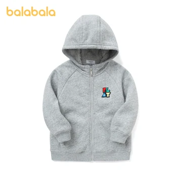 Balabala для малышей 2023, пальто для мальчиков и девочек, зимнее пальто с капюшоном, плюс флисовый Удобный Мягкий повседневный спортивный топ