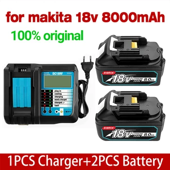 BL1860 Аккумуляторная Батарея 18 V 8000mAh Литий-ионная с Зарядным устройством для Makita 18v Battery BL1840 BL1850 BL1830 BL1860B LXT400