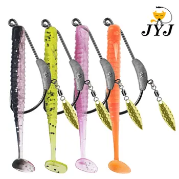 JYJ 75 мм мягкая искусственная приманка для гольца wrom grub с 4 г джиговым крючком, набор мягких рыболовных приманок для окуня и окуневой наживки