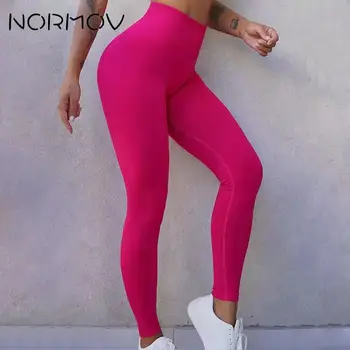 NORMOV Бесшовные спортивные брюки для женщин, спортивные брюки пуш-ап, женские брюки для фитнеса с высокой талией, женские однотонные штаны для йоги, женские колготки