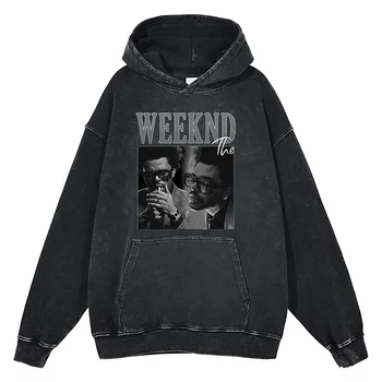 The Weeknd Графическая толстовка с капюшоном из качественного хлопка, винтажная зимняя мужская толстовка, модная уличная одежда в стиле хип-хоп оверсайз, топы с принтом