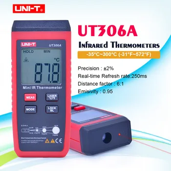 UNI-T UT306A Мини ЖК-Инфракрасный Термометр -35-300C/-31-572F ИК-измеритель температуры Пирометр Пищевой кухонный электронный термометр