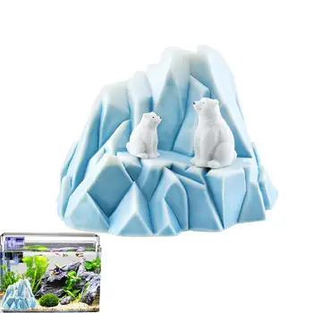 Аквариумные украшения Пейзаж из аквариума с айсбергом и медведем, украшение из смолы для домашнего декора аквариума в офисе