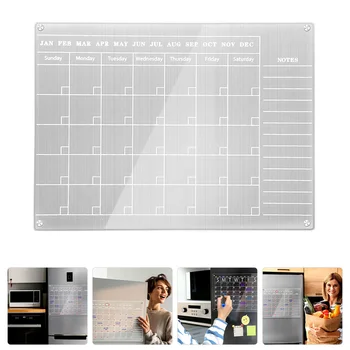 Акриловая доска для сухого стирания, Календарь, Практичный Прозрачный Магнитный Планировщик для холодильника, Белое стекло