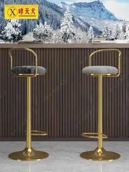 Барный стул Nordic Современный Простой Барный Стул С Вращающейся Подъемной Спинкой Стул Для Стойки Регистрации Легкий Роскошный Бытовой Высокий Табурет