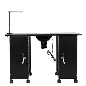 Большой маникюрный стол с черной железной рамой, оборудование для салона красоты, маникюрный стол со светодиодной подсветкой, маникюрный стол