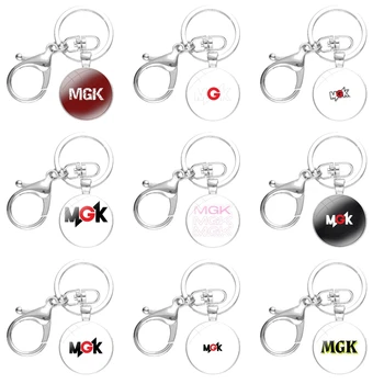 Брелки с логотипом Mgk, брелки из стеклянных сплавов с кабошонами ручной работы, Брелоки для ключей