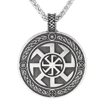 Винтажное мужское ожерелье с русским религиозным символом, подвеской-Солнцем, амулет в стиле викингов, ювелирный подарок