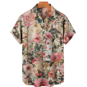 Гавайские трендовые мужские рубашки с 3D принтом, пляжный отдых, повседневные топы Оверсайз с коротким рукавом, футболки, повседневные мужские рубашки для отпуска