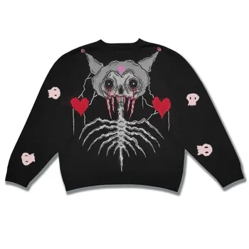 Готический Осень-зима Harajuku Мужские пуловеры Свитера с принтом вязаные оверсайз эстетичный Y2K готический панк Уличный пуловер