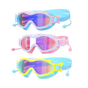 Детские очки для плавания с затычками для ушей, удобные летние пляжные очки, очки для плавания с четким обзором для подростков, мальчиков и девочек, детей 6-14 лет