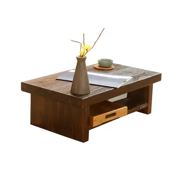 Дизайн восточной антикварной мебели, японский чайный столик, небольшой прямоугольный дом, гостиная, деревянные кофейные татами, низкий столик из дерева