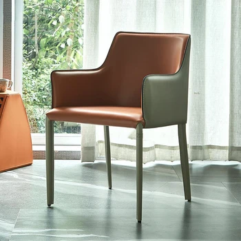 Дизайн мягкого искусственного кресла для столовой, кожаная спинка, современная мебель для гостиной в стиле лофт середины века, мягкие кухонные стулья для гостиниц