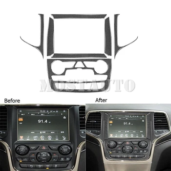 Для Jeep Grand Cherokee Внутренняя Центральная Консоль из Мягкого Углеродного Волокна с GPS Навигацией и Накладкой CD-панели 2014-2017 7шт (2 Цвета)