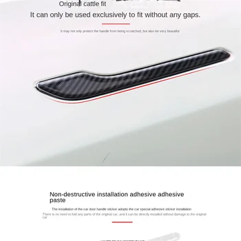 Для Tesla Модель Y 2020 + Модель 3 2017-2022 Аксессуары для интерьера, Наклейка на панель внешней ручки двери автомобиля из настоящего углеродного волокна
