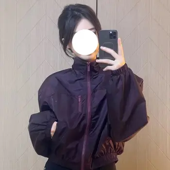 Женская Корейская модная укороченная куртка-бомбер Y2k, уличная одежда, осенние бейсбольные куртки, повседневные короткие пальто на молнии, зимние топы