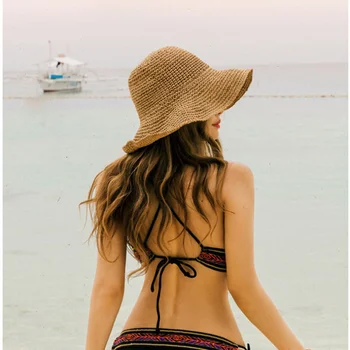 Женская летняя складная шляпа ручной работы из травы в британском ретро-стиле, солнцезащитное ведро, солнцезащитная шляпа от солнца