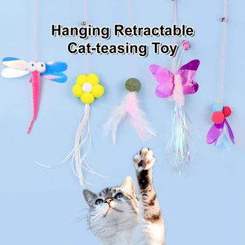 Интерактивная игрушка для кошек, Подвесная имитирующая игрушку для кошек, Забавная Интерактивная игрушка для самостоятельной игры с котенком, Игрушечная палочка-тизер, принадлежности для кошек