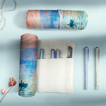 Картина Monet Sunrise impression, всемирно известная картина, пенал на колесиках, тканевая сумка для карандашей, сумка для хранения ручек-роллеров
