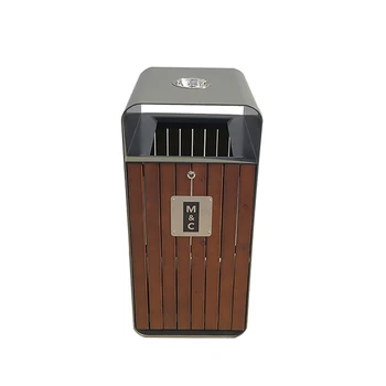 коммерческая мусорная корзина из нержавеющей стали + дерева, общественная сортировка мусора, мусорный бак, наружная переработка классифицированных отходов b