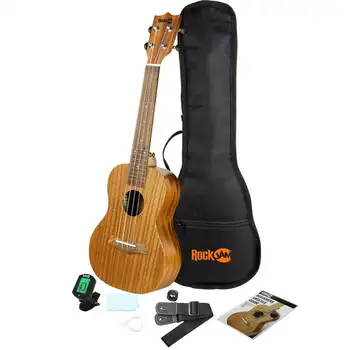 Комплект гавайской гитары сопрано премиум-класса с тюнером, концертной сумкой, ремешком, медиаторами и запасными струнами