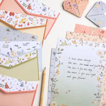 Конверты с цветами Каваи с подушечками для писем, бумага для писем с возможностью записи, Открытки с приглашением на свадьбу, Открытки для написания обложки, Письмо