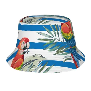 Красная шляпа-ведро с попугаем для мужчин и женщин, Рыбацкие кепки для летних походов на открытом воздухе