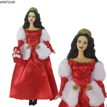 Красное большое платье для куклы Барби, вечерние платья принцессы, сумка для вечернего платья для 1/6 куклы, модные наряды, одежда, детские игрушки, подарки