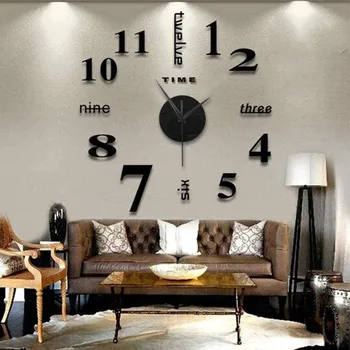 Креативные большие Бескаркасные Настенные часы Diy без звука, 3d Зеркальная Наклейка на поверхность стены, Декор для домашнего офиса, Подвесные Часы Reloj De Pared