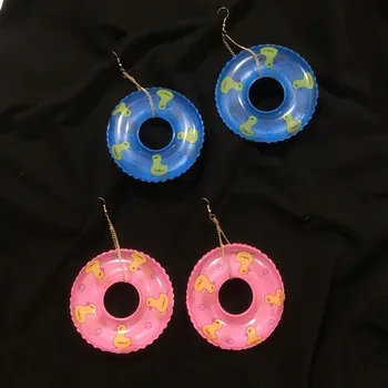 Креативные серьги-кольца Y2K в виде резиновой уточки, интересные женские украшения для вечеринки у бассейна в стиле хип-хоп, подчеркивающие достоинства женских украшений