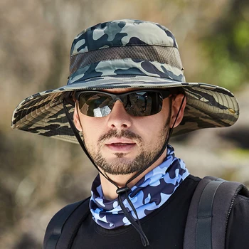Летние Солнцезащитные Шляпы UPF50 + Для Женщин, Мужские Камуфляжные Панамы, Уличные Дышащие Сетчатые Походные Рыболовные Шляпы, Мужские Складные Шляпы-Ведра