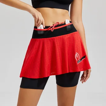 Летняя юбка для бега, женские брюки-кюлоты для спортивного досуга, спортивные шорты для гольфа, короткие юбки для занятий йогой в тренажерном зале с завязками, с карманами