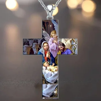 Модное Ожерелье с подвеской в виде креста Богоматери и Иисуса Для женщин, Счастливые христианские Амулеты, Ювелирные Аксессуары, Подарок на Годовщину.