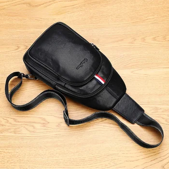Мужская сумка-слинг из натуральной кожи для мужчин в деловом стиле через плечо, черная классическая нагрудная сумка для кошельков и сумок