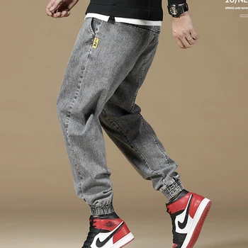 Мужские брюки для бега Широкие Джинсы для мужчин свободного кроя, зауженный эластичный пояс на шнурке, мужские брюки Guinness Оверсайз