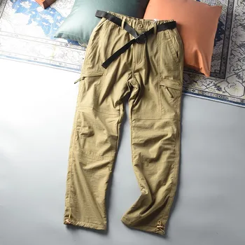 Мужские брюки-карго, быстросохнущие водонепроницаемые тактические брюки, мужские эластичные на талии Свободные прямые рабочие Длинные брюки для мужской одежды