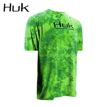 Мужские рубашки для рыбалки HUK, топы с коротким рукавом, Одежда для рыбалки с защитой от солнца и ультрафиолета, Дышащая футболка Camisa De Pesca для летней рыбалки