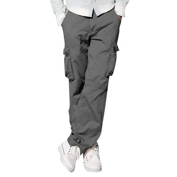 Мужские свободные брюки-карго с несколькими карманами, стрейчевые повседневные комбинезоны, брюки для бега, прямые драпированные Широкие брюки для мужчин